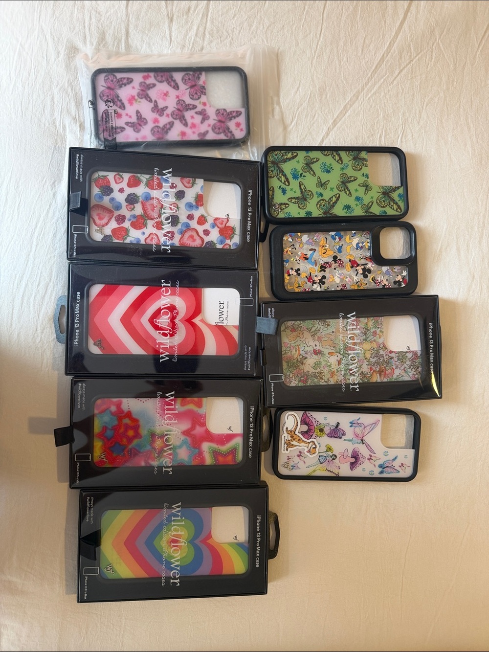 iPhone 13 pro max Wildflower Multicolor Rainbow & Patterned iPhone Case Bundle -